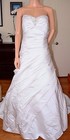 Eden Bridals White Satin Beaded Strapless Wedding Gown Dress Sz 12 Large L Train