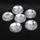 50 Clear Acrylic Flatback Rhinestone Round Gem Beads 20mm No Hole