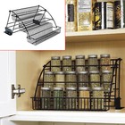 3 Tier Pull Down Cabinet Spice Rack Organizer metal Storage Shelf For Kitchen