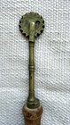 Vintage Pastry Jagger Pie Crimper Brass Tone Wheel Wood Handle Baking Tool 8 5in