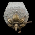 Vintage Hollywood Mid Century Modern Clear  Frost Glass Swag Hanging Lamp Light