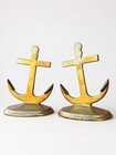 Vintage Solid Brass Nautical Anchor Bookends  Each Is 6x 4-5 8x 1-3 4   