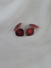 Art Deco Cufflinks Ornate Red Guilloche Enamel Sterling Silver