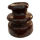 Vintage Brown Ceramic Electrical Insulator Telephone Telegraph 4 In X 4 In