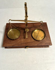 Vtg Wood Brass Jeweler Apothecary Scale Goldsmith  Balance  Decorative India-new