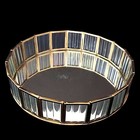 Mirrored Glass Vanity Tray Dresser Perfume Gold Tone Metal Round Victorian Style