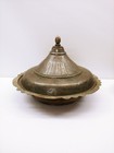 2x Vintage Turkish Copper Lidded Serving Bowls Hand Tooled   Hammered Etched 