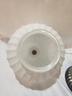 Vintage Art Deco Mid Century Milk Glass Ribbed Flush Globe Ceiling Light Fixture