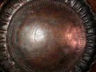 Vtg  Persian Iranian Hand Hammered Engraved Tinned Copper 10 5  Chai Wall Tray