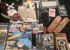 Vintage Men   s Junk Drawer Estate Lot Coins Knife Lego Stamps Watch Tools