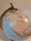 Vintage Style World Globe Desk Decor Brass Tone Stand Blue Map 8 Inch