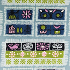 Vintage Fabric Home Dec Blue Green Cottage Floral Tulip