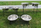 Wrought Iron Dog Cat Feeder Metal Elevated Pet Food Water Bowl Stand 