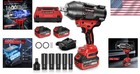2100n  m High Torque Brushless Impact Gun With 5 Sockets   Case For Professionals