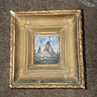Antique R Schat Dutch Marine Oil Painting Mini Sailboat Lighthouse Gold Frame