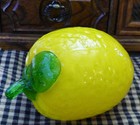 Fruit Murano Style Handblown Glass Yellow Lemon 5    Textured Realistic Art Glass