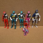 Power Rangers Action Figures Lot - 6 Red  Blue  Pink  Silver Rangers With 1 Key