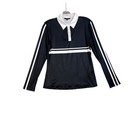 Acegolfs Women Long Sleeve Polo Shirt Black White Shirt Golf Pickleball S