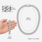 15mm Iced Out Cuban Link Chain Necklace 20  Gold Plated Mens Hip Hop