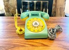 Vintage Att Working Rotary Dial Phone  Pearl Green And Yellow Telephone