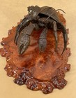 Fine Japanese Meiji Solid Bronze Okimono - Hermit Crab W  Moving Parts