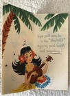 Unused Hawaii Girl Hula In Swing Glitter Get Well Greeting Card 1950s 1960s Htf