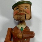 Vintage Hand Carved Wood Mechanical Bottle Stopper Cork Drinking Man Figure