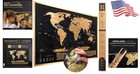 Xl Scratch Off World Map 36  X 24  With 196 Flags - Vibrant Black   Gold Design