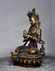 8 3  Antique Tibet Tibetan Buddhism Temple Bronze Gilt Green Tara Buddha Statue