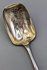 Antique Sterling Silver Sugar Spoon With Bright Cut Work 6 75 