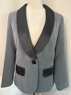 Monroe   Main Women   s Gray Black Satin Trim Blazer Lined Suit Jacket Size 6