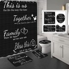 4pcs Family Shower Curtain Sets With Non-slip Rugs  Toilet Lid Cover And Bath   