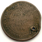 1837 1c Merchants Exchange New York Hard Times Token Ht-294  Holed