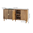 62 6  Walnut Sideboard Credenza With Storage  4 Doors   Grooved Detailing