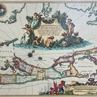 Vintage Florentine Reproduction 1640 Map Bermuda Sea Creatures Latin Cartouche