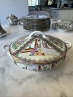 Super Rare Painted Antique Chinese Famille Rose Medallion Tureen Lidded 19th C