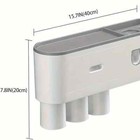 3-cup Wall-mounted Toothbrush Holder With 6 Slots Automatic Toothpaste Dispenser