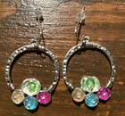 Silver Hypoallergenic Dangled Hook Custom Made Designed Earrings With Gemstones
