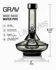 Grav   Small 8 25    Wide Base Water Pipe In Smoke With Black Accents  Thick Glass 