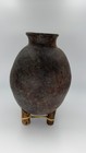 Authentic West African Tribal Storage Vessel     Earthenware Pot     Rawhide Stand