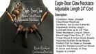 Rugged Eagle Bear Claw Necklace Native Tribal Grizzly Buffalo Bone Replica   e2 