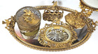 Vintage Matson Five Piece 24 Kt Gold Plated Birds   Dogwood Blossom Vanity Set