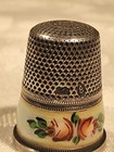 Atg Sterling Silver 935 Enamel Cabbage Roses Thimble Germany Soergel Stollmeyer
