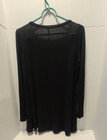 Popyoung Black V-neck Soft Shirt Long Sleeve Loose-fitting Blouse Size M