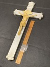 Vtg Large Jp Foley Co Metal Cross Wall Crucifix Jesus Christ 23    Religious Inri