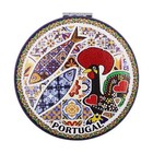 Portuguese Pocket Mirror With Barcelos Rooster  Sardine  And Azulejo Pattern