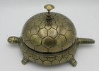 Large Tortoise Service Desk Bell - Turtle Bell In Antique Brass Finish