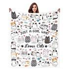 50x40 Inch Cat Blanket Plush Throw For Women Girls Animal Lover Room Decor