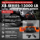 X-bull Electric Winch 13 000lb Synthetic Rope 12v Trailer Towing Truck  Suv 4  4