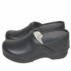 Dansko Professional Black Leather Slip Resistant Clogs Shoes Women Size 38